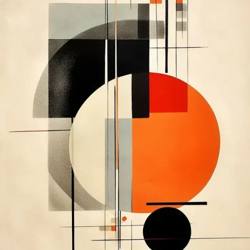 Geometric Masterpiece_ Red, Cream, and Black Circles Abstract Art in the Style of Laszlo Moholy-nagy - Etsy